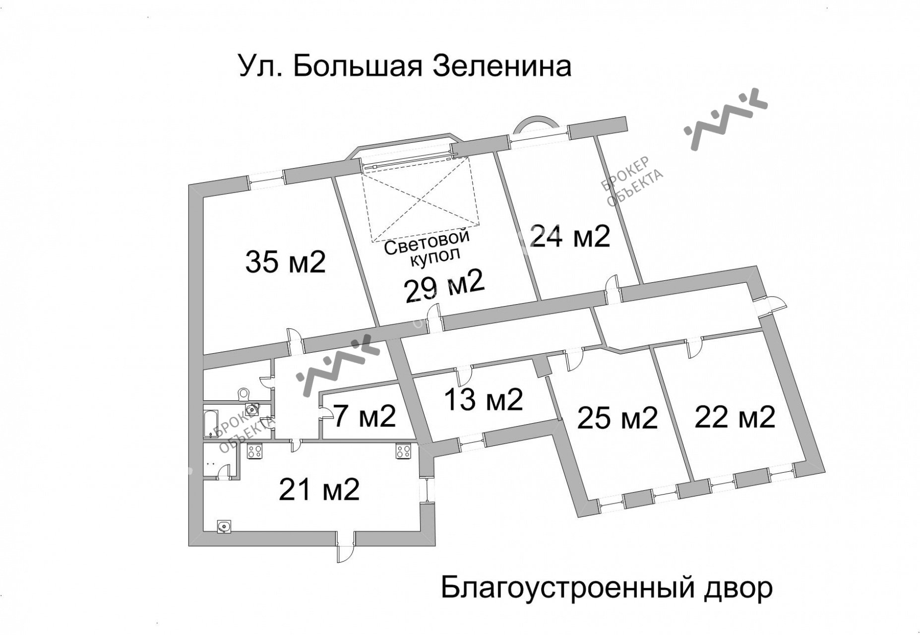 6 комн. кв. 220 m2 5/5 этаж Большая Зеленина ул., д.28 Купить по цене  30000000 ₽